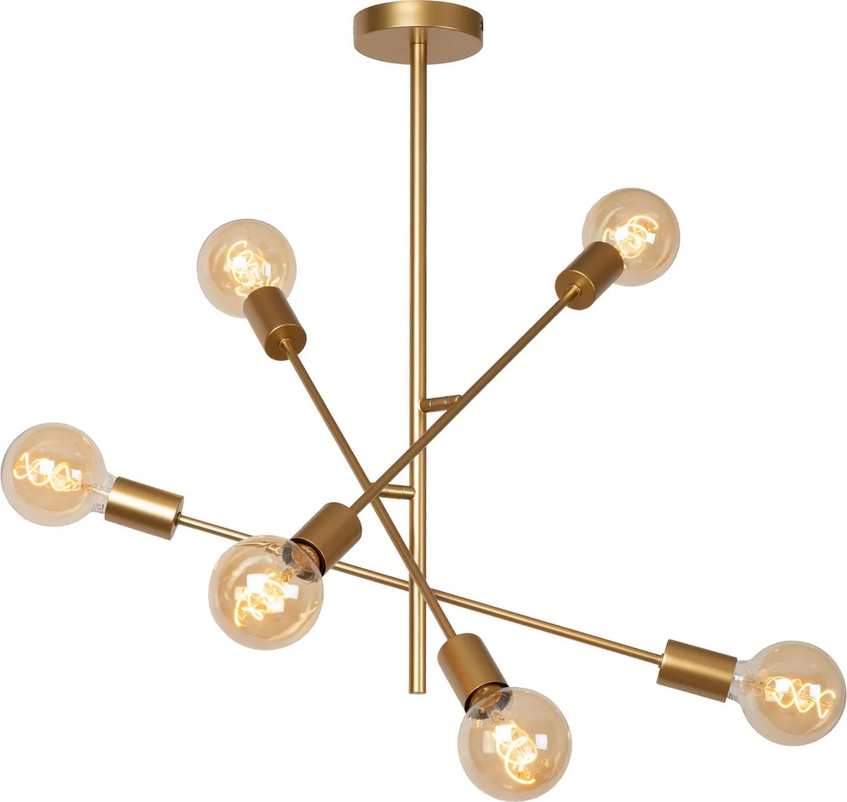 Lucide Lester Plafondlamp 6xE27 Mat Goud/Messing