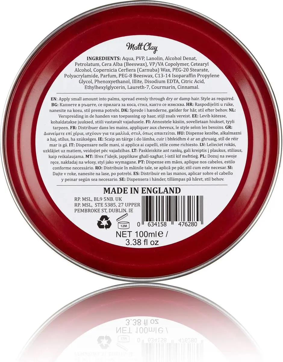 Dapper Dan Matt Clay Wax 100ml