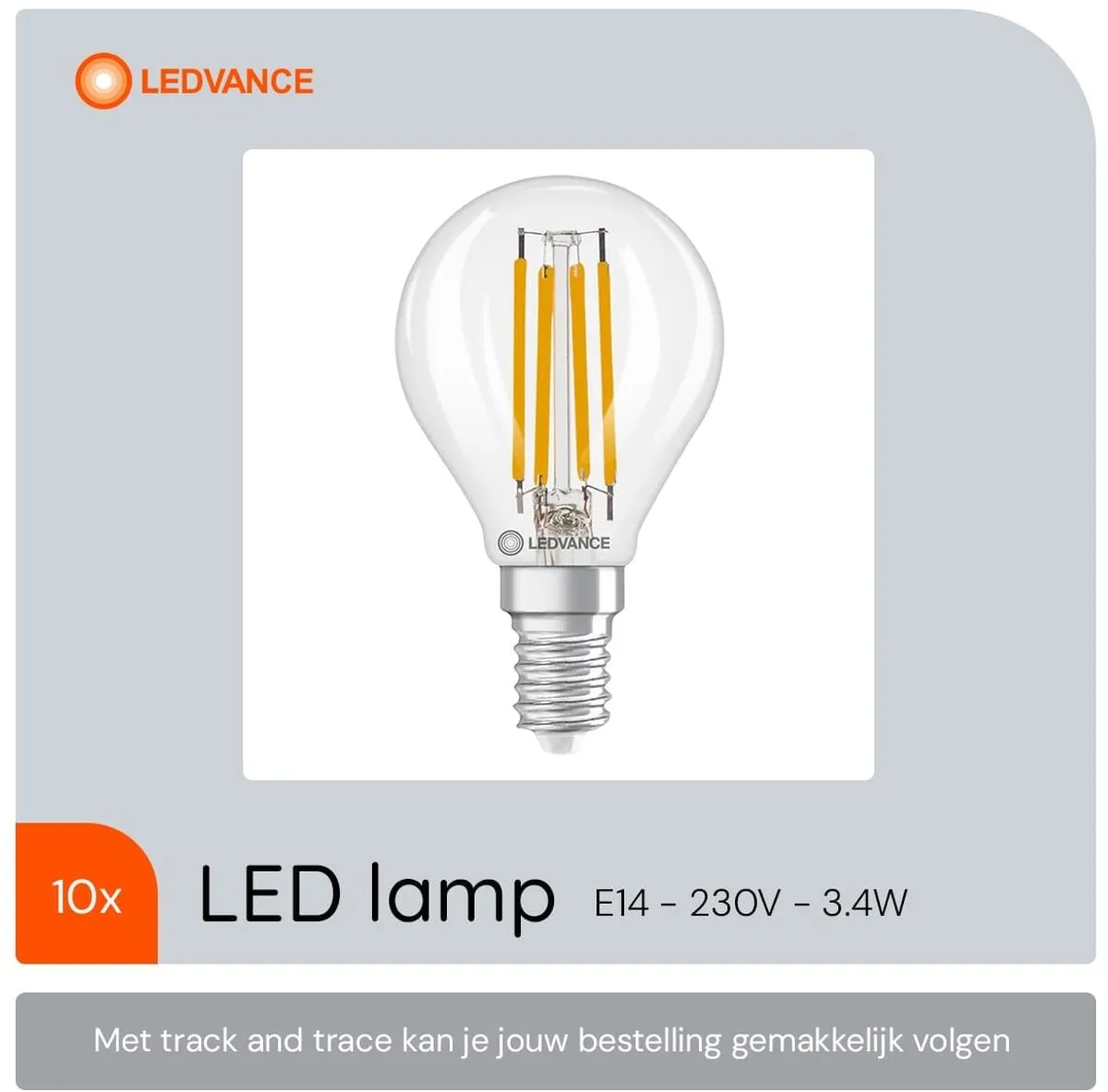 LEDVANCE LED Filament Kogellamp E14 3.4W 470lm - 10 Stuks