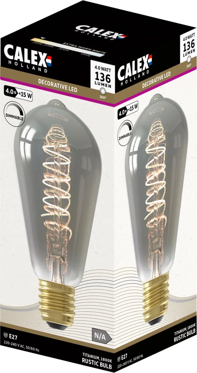 Calex Filament LED Lamp E27 4W - Rookglas - 2100K