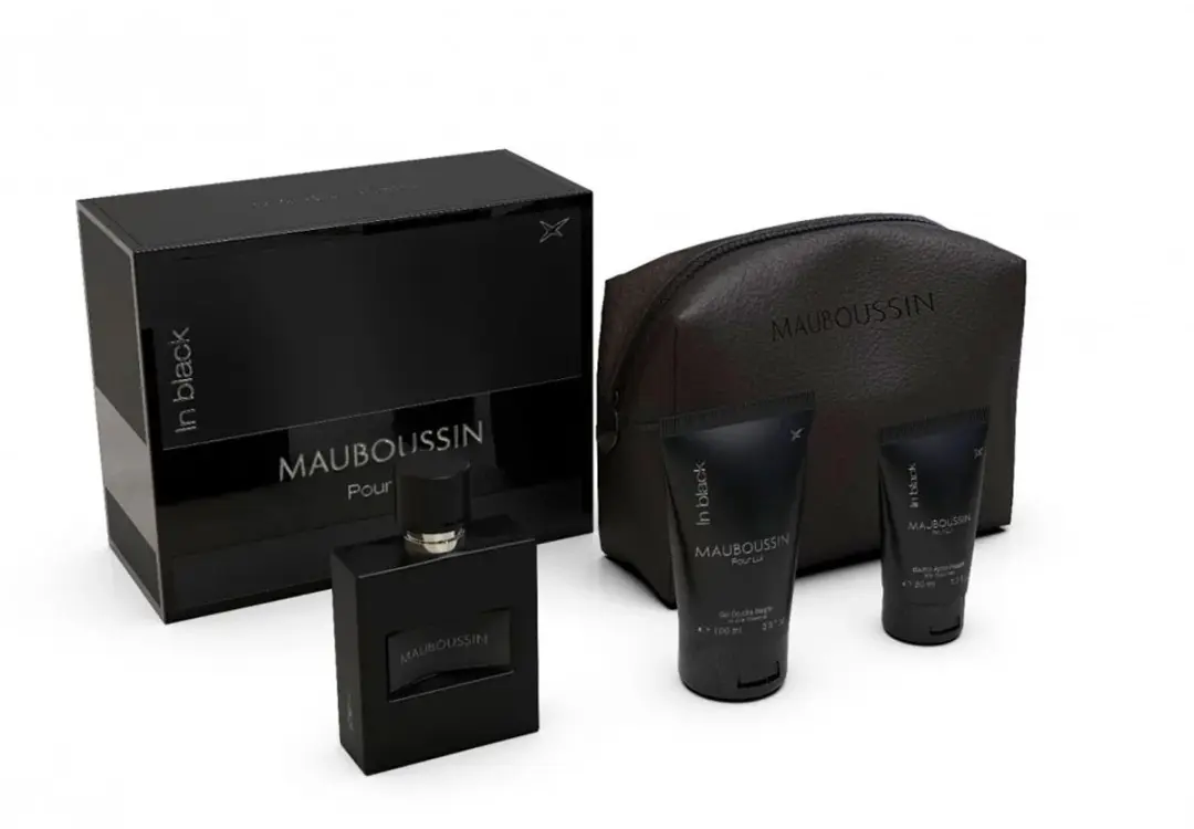 Mauboussin Pour Lui Gift Set - Eau de Parfum 100ml, Douchegel 100ml, Aftershave 50ml - Toilettas Zwart