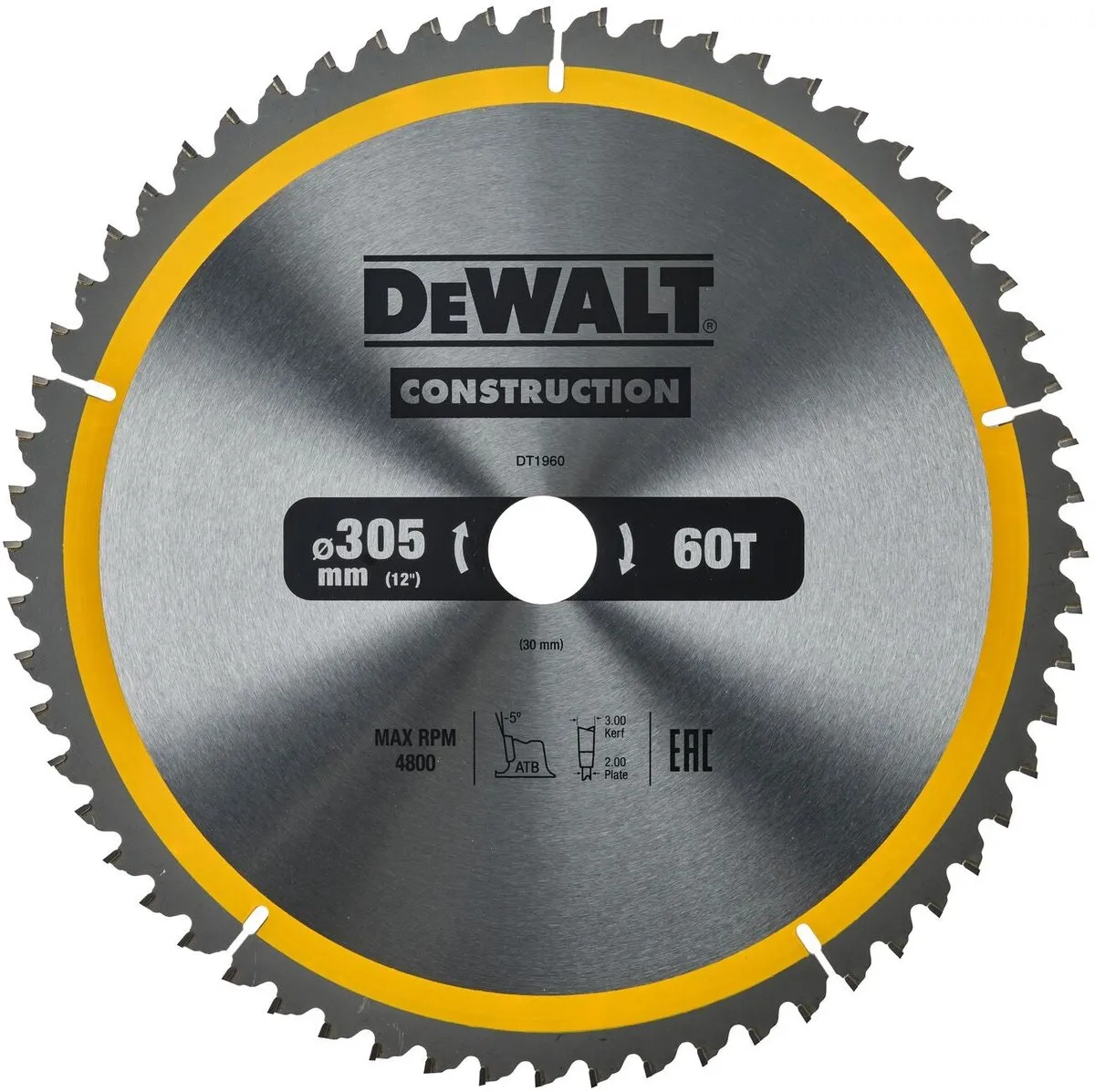 DeWalt DT1960-QZ Cirkelzaagblad Hout 305mm 60T