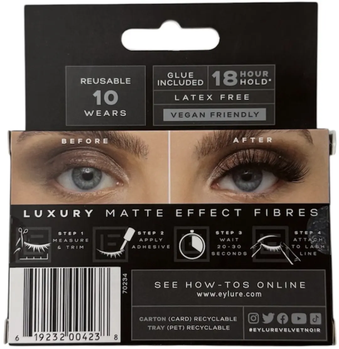 Eylure London Luxe Velvet Noir Wimpers + Lijm - 2 Stuks