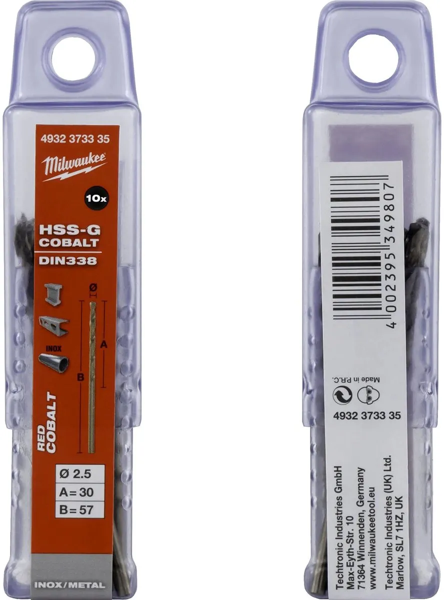Milwaukee Metaalboren HSS-G Cobalt 2,5mm - 10 Stuks