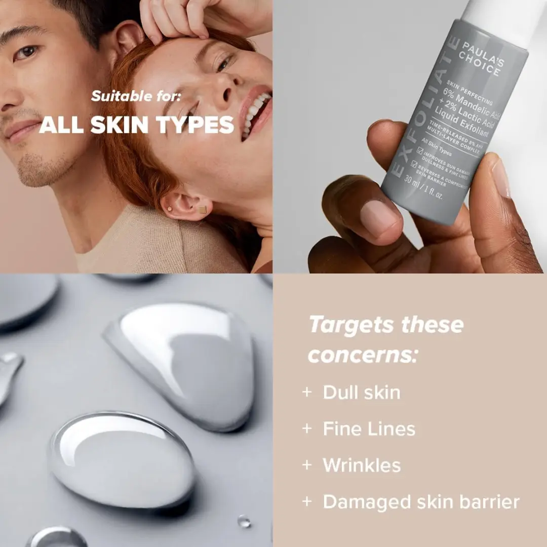 Paula's Choice SKIN PERFECTING AHA 6% Mandelzuur + 2% Melkzuur Gezicht Exfoliant 30ml