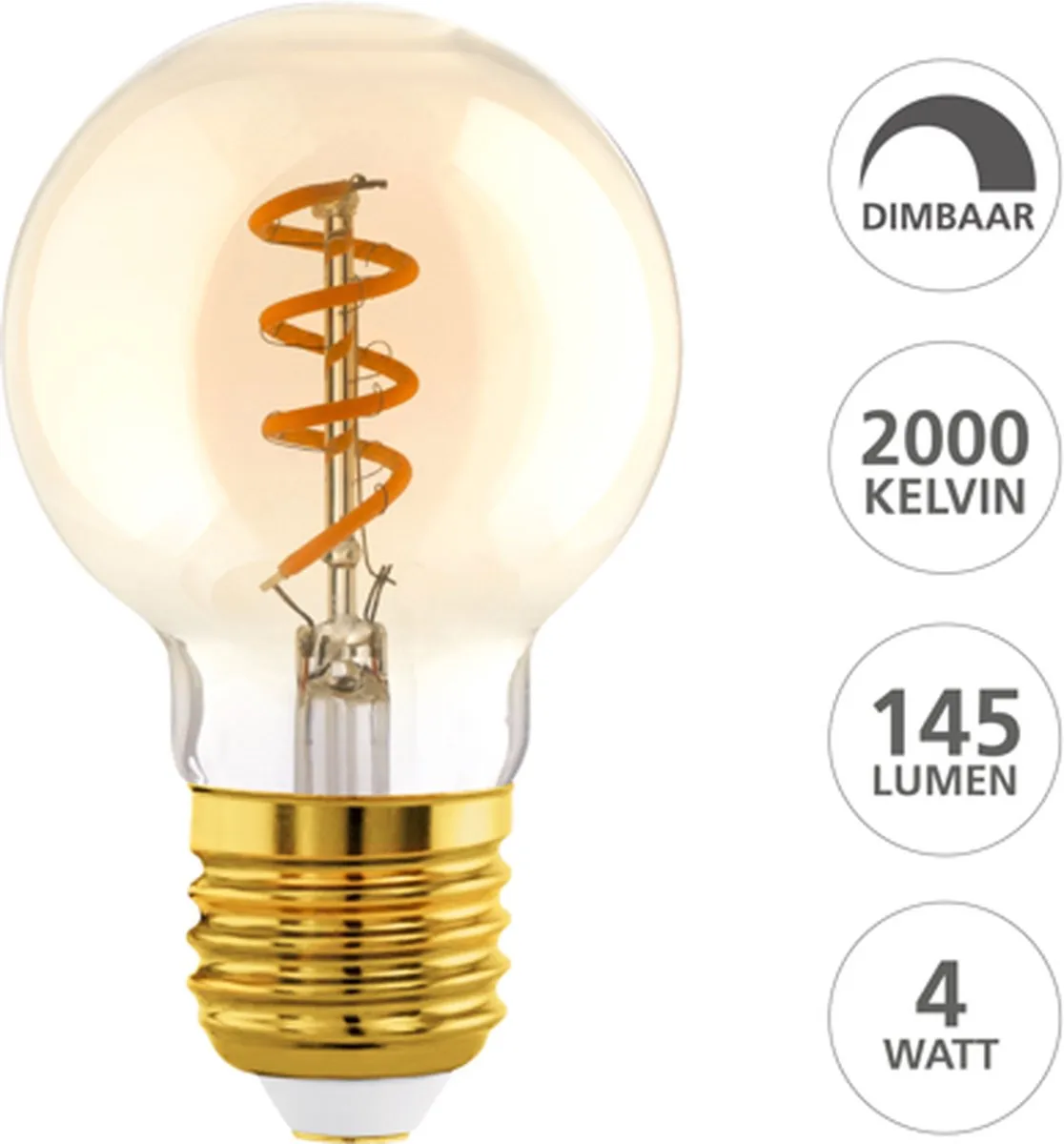 Eglo LED Lamp E27 G60 Amber 2000K