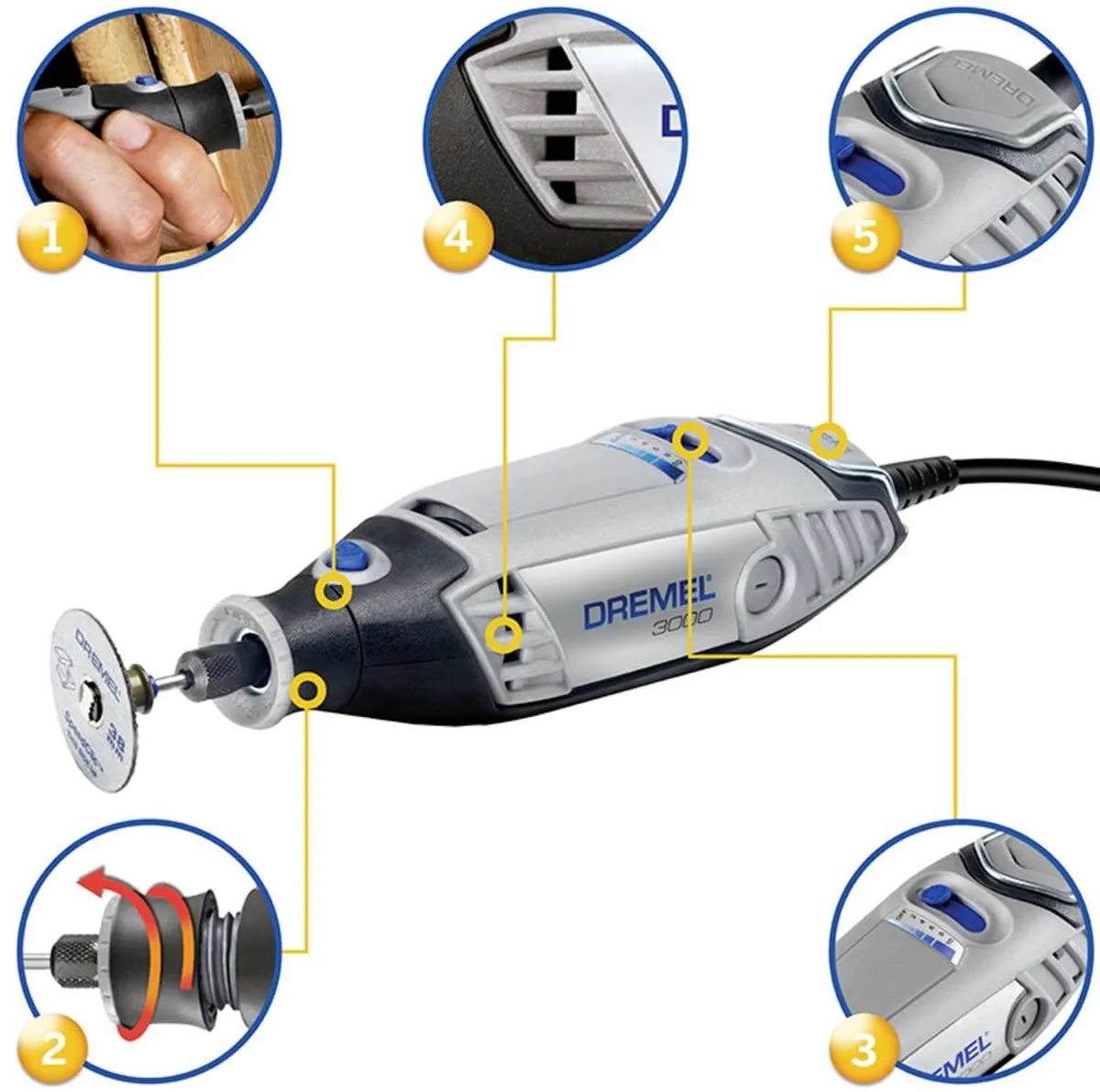 Dremel 3000 Multitool F0133000JU - 130W - 5 Accessoires - afbeelding 6 van 6