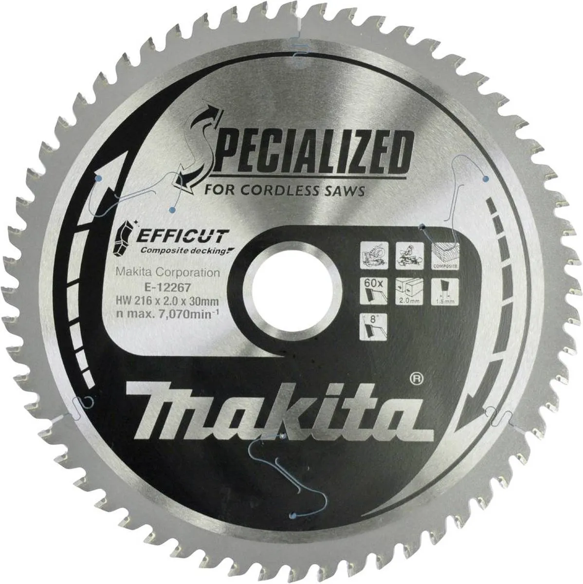 Makita E-12192 Afkortzaagblad WPC 60T - Ø216mm Asgat 30mm