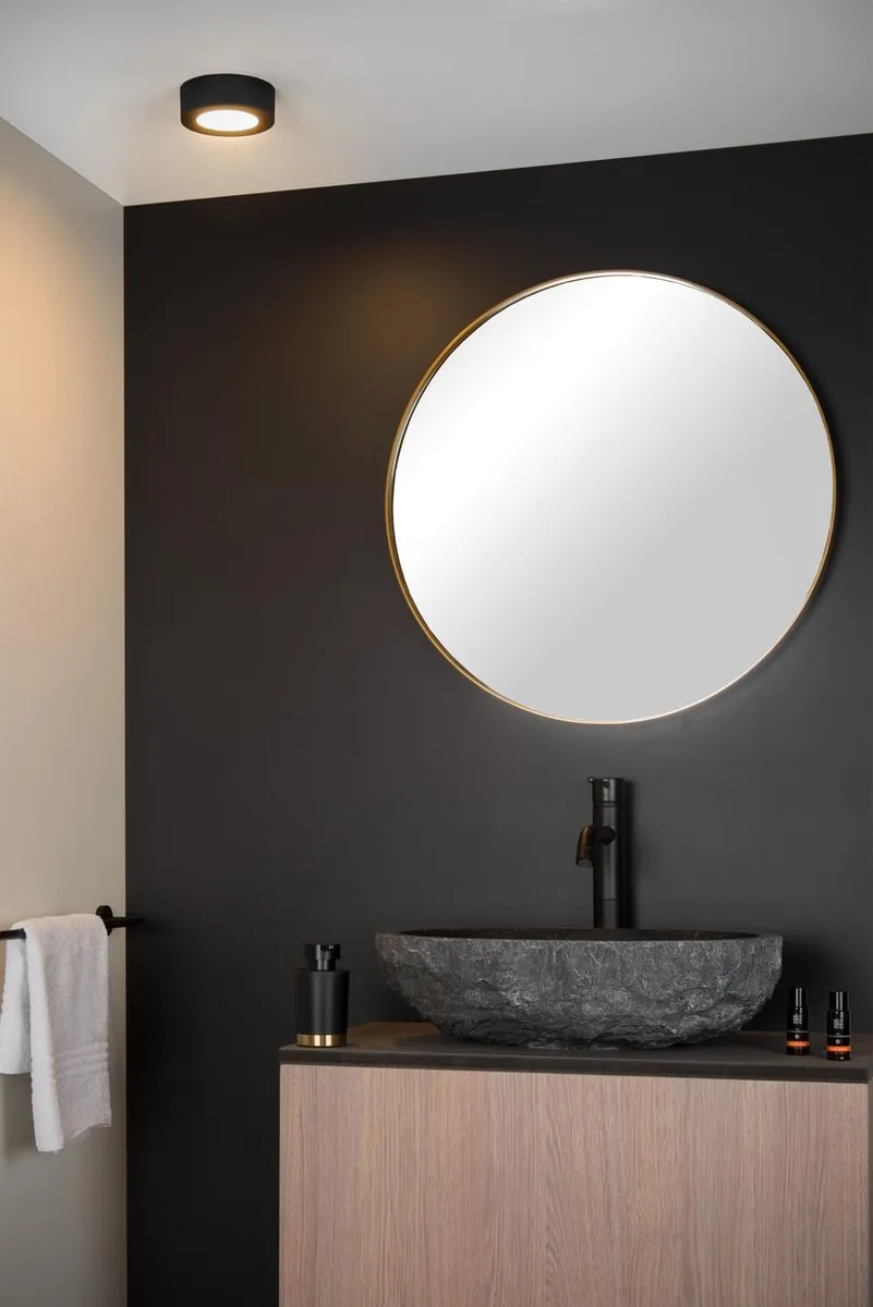 Lucide BRICE-LED Plafondlamp Badkamer 8W - Zwart
