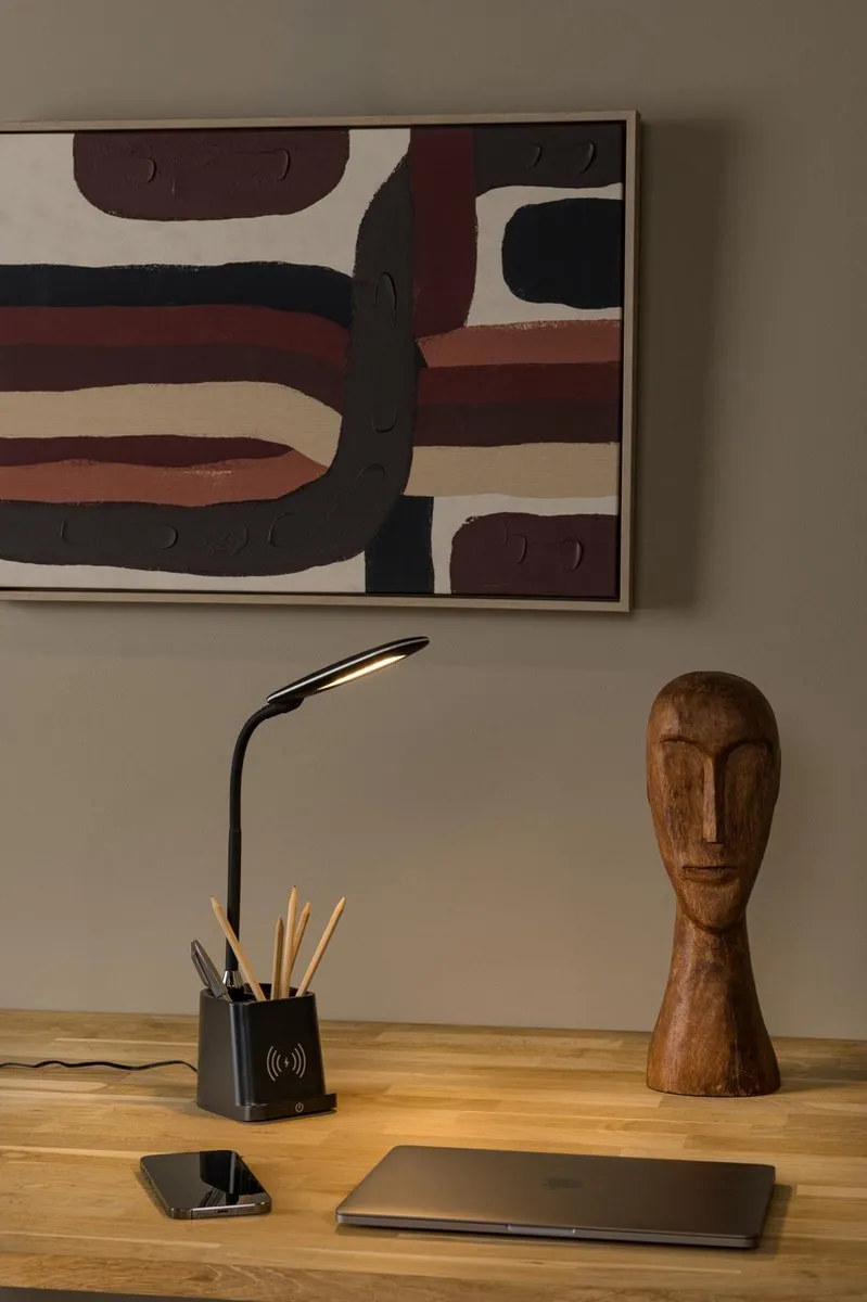 Lucide PENNY Bureaulamp - LED 4,7W 3000K - Draadloos opladen - Zwart - afbeelding 6 van 6