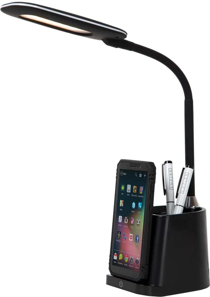 Lucide PENNY Bureaulamp - LED 4,7W 3000K - Draadloos opladen - Zwart