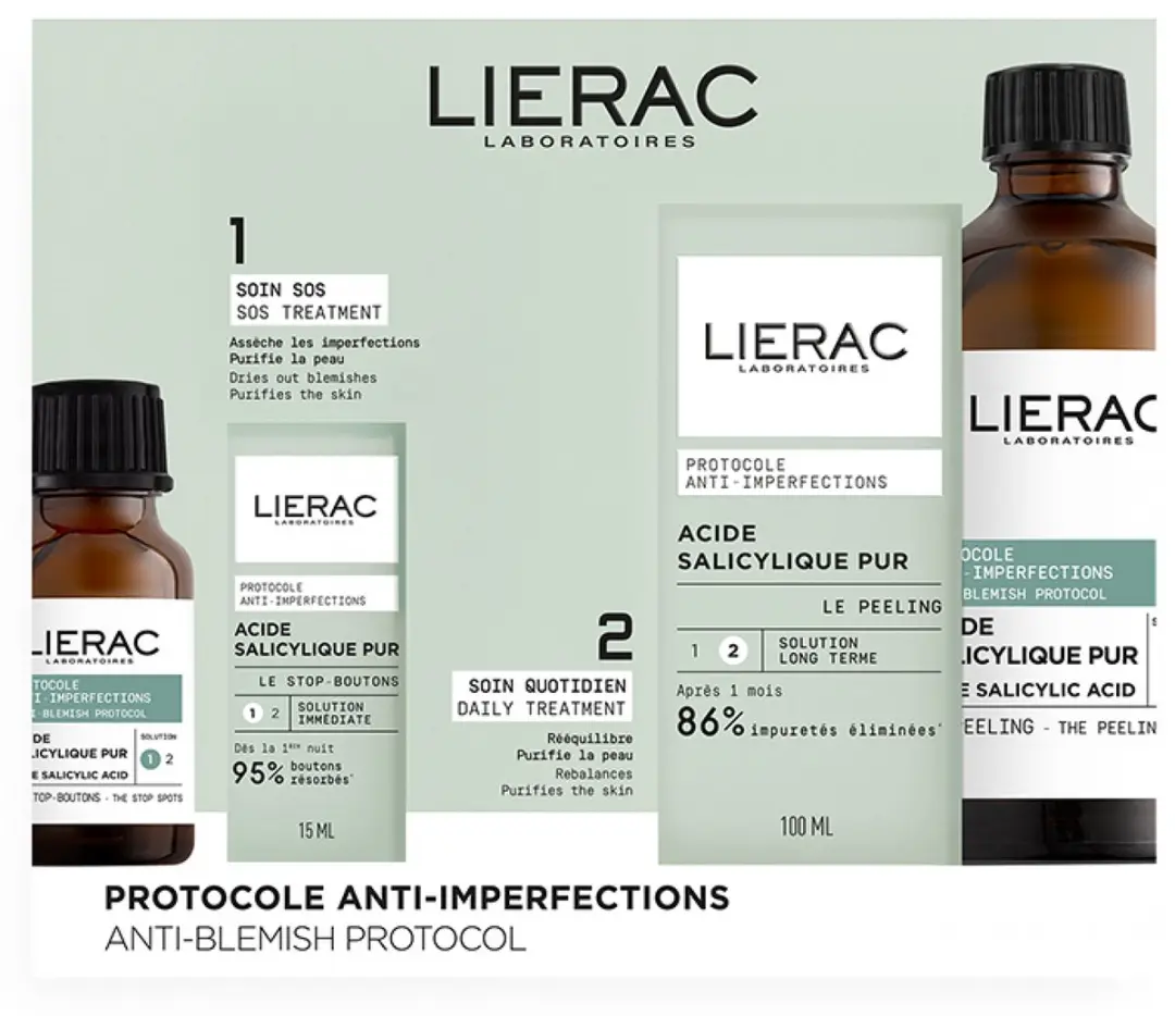 Lierac Protocole Peeling Anti-Imperfections 100ml + Le Stop Boutons 15ml