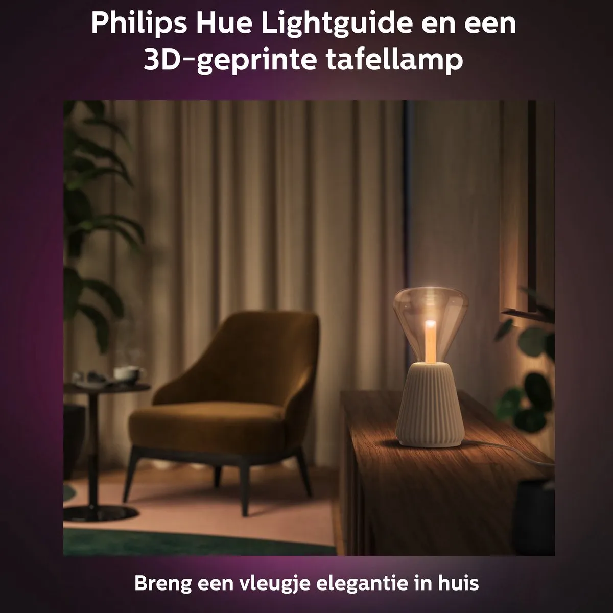 Philips Hue Lightguide 3D Tafellamp - Zandkleur - E27 RGBW