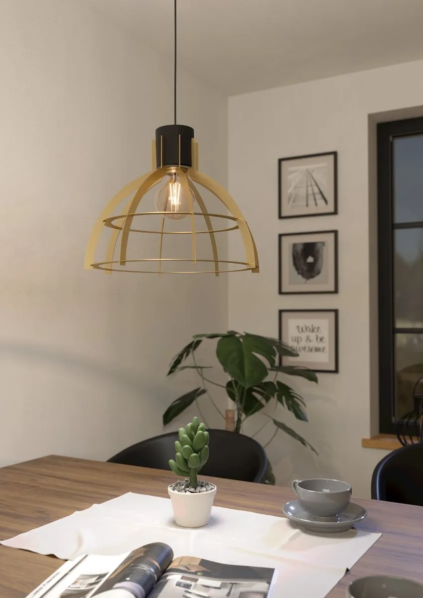 Eglo Stillington Hanglamp E27 - 3 Lichtpunten - Ø41,5cm - Zwart/Goud - afbeelding 6 van 6
