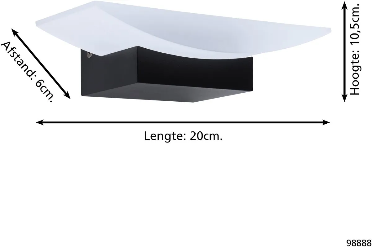 Eglo Metrass Wandlamp 20cm - Zwart