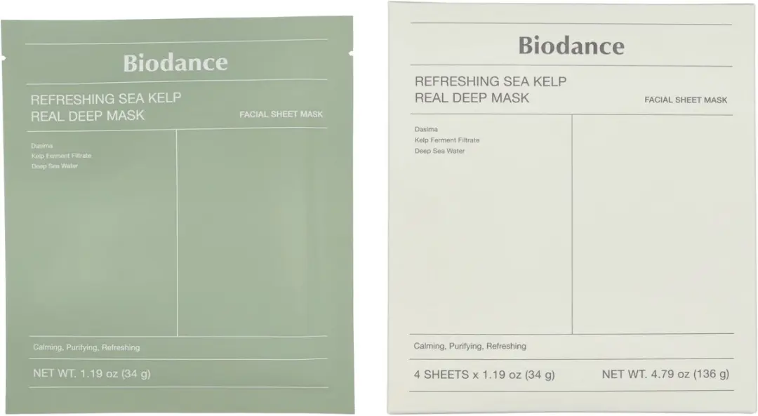 Biodance Refreshing Sea Kelp Real Deep Mask - 4x34ml Groen