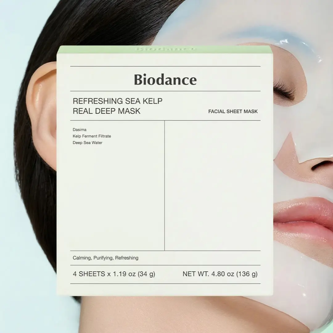 Biodance Refreshing Sea Kelp Real Deep Mask - 4x34ml Groen