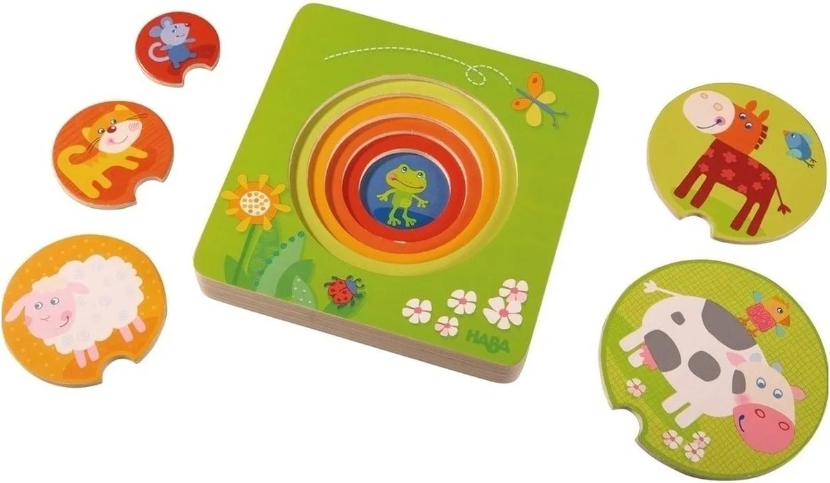 Haba Puzzel Boerderijdieren Hout - 10 Stuks