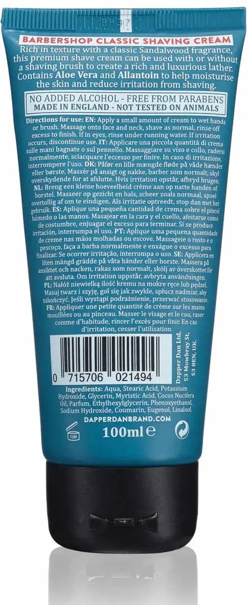 Dapper Dan Scheercrème 100ml