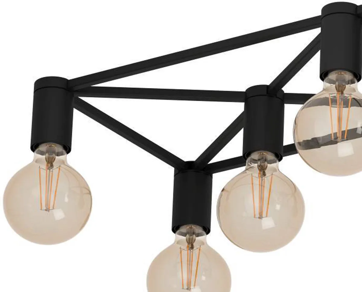 Eglo Speke Plafondlamp E27 - 5 Lichtpunten - 156cm - Zwart