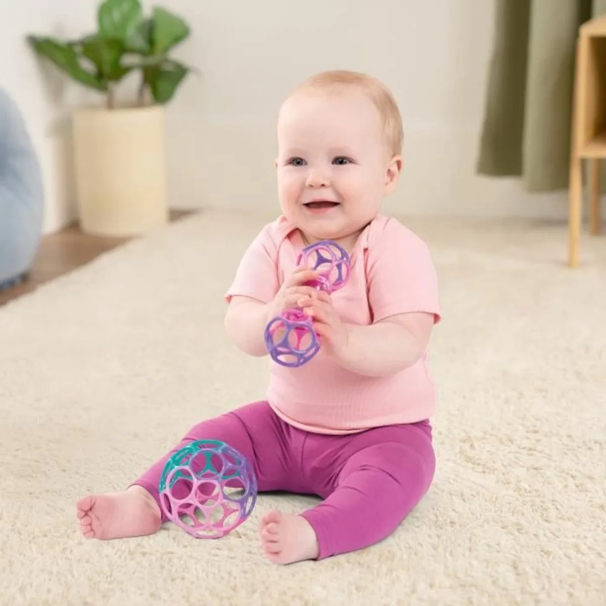 Bright Starts O'Ball Baby Cadeauset - Rammelaar & Oball - Roze/Paars/Turquoise