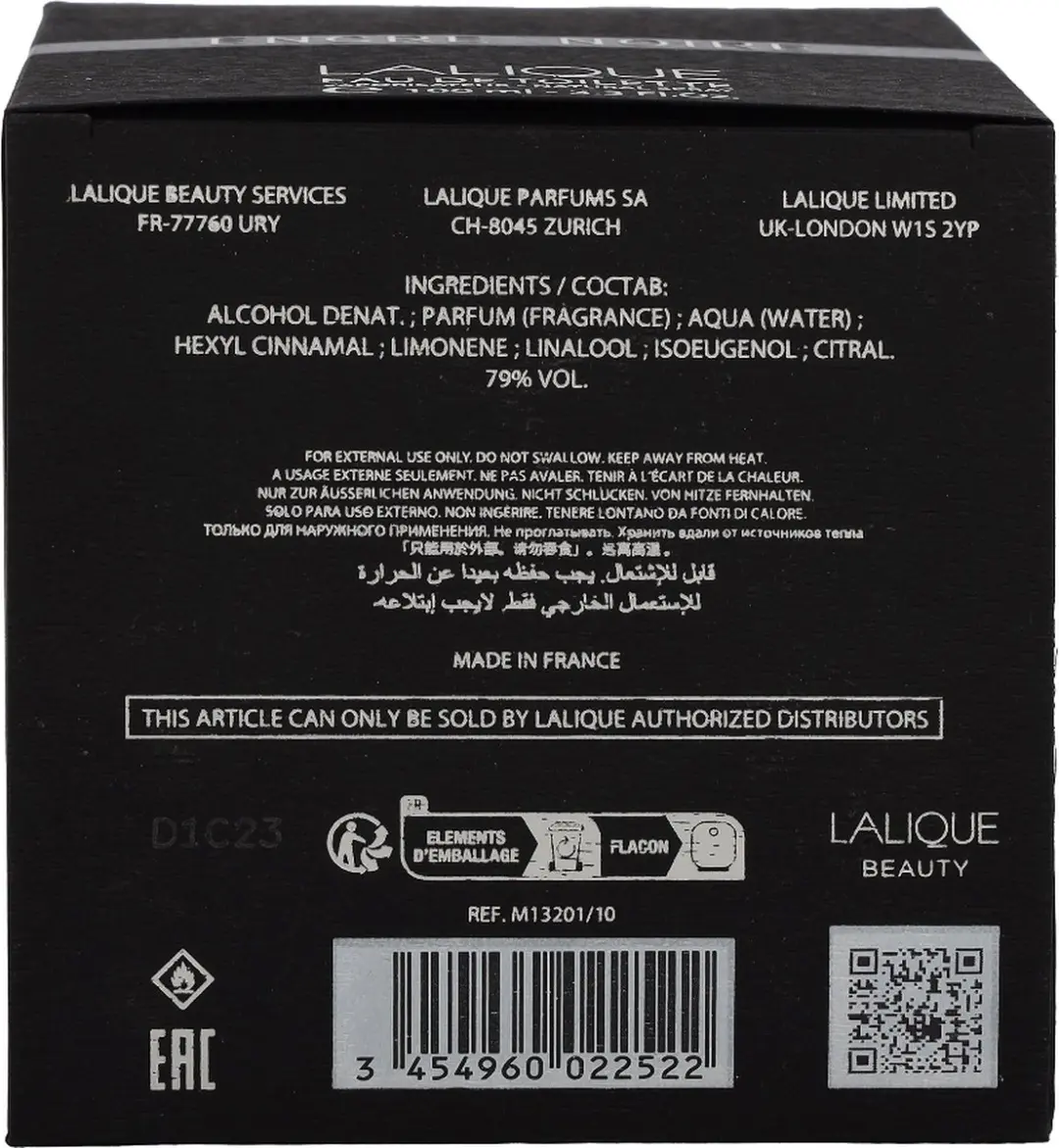 Lalique Encre Noire Eau de Toilette 100ml