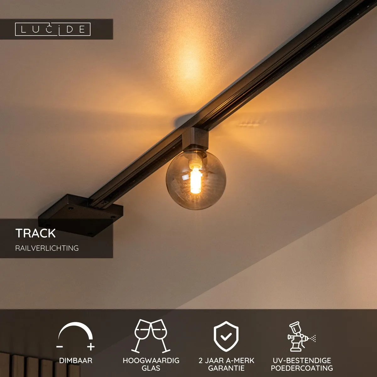 Lucide Track Tycho- Railspot 1-fase 1xG9 Smoke