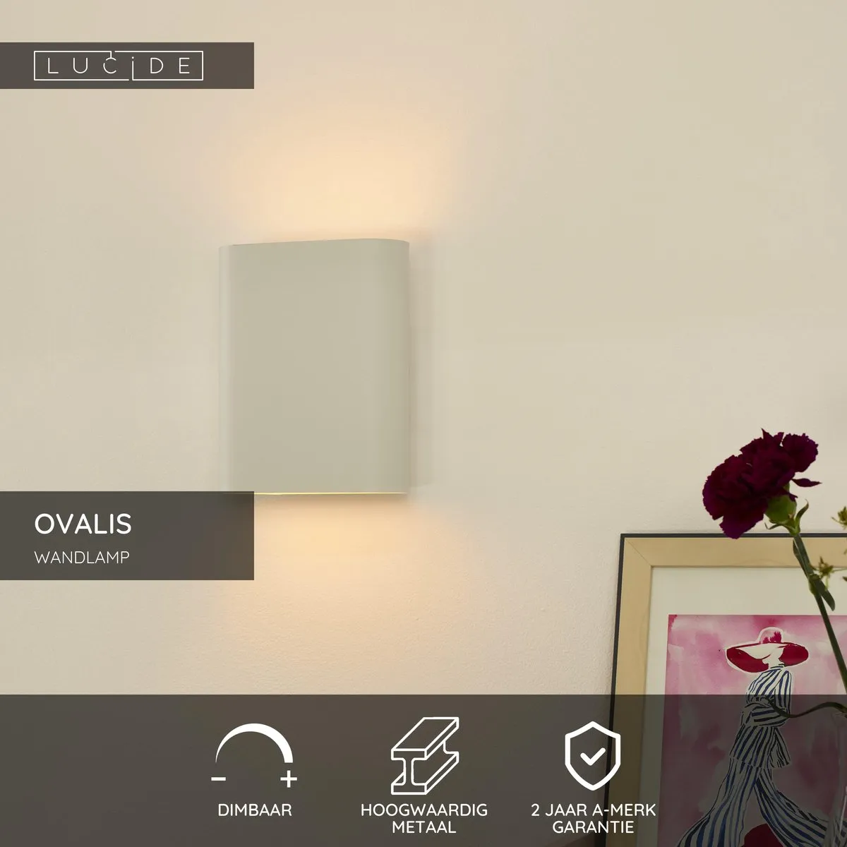 Lucide Ovalis Wandlamp 2xE14 - Wit