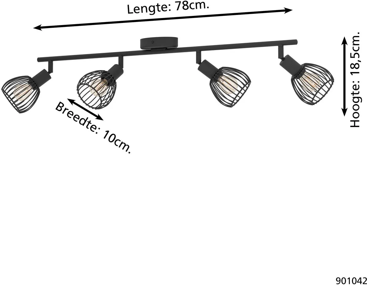 Eglo Sonnino Spot E14 - 4x40W - 78cm Zwart