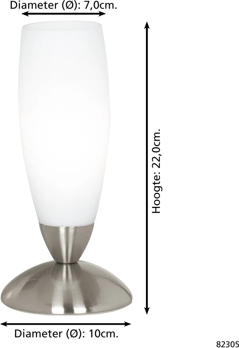 Eglo Slim Tafellamp 1 Licht - Nikkel-Mat - Wit/Grijs