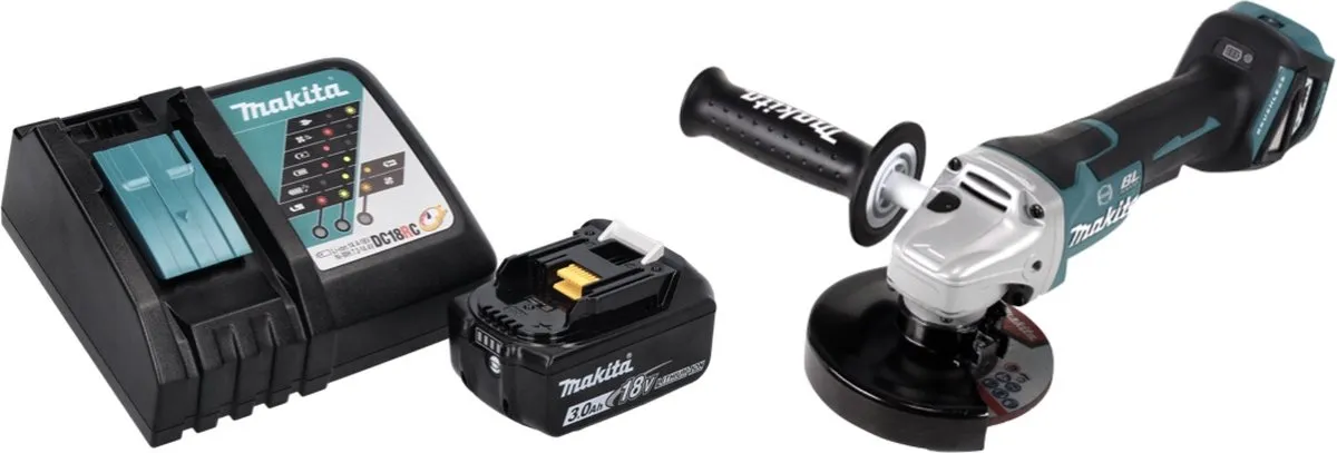 Makita DGA 517 RF1 Haakse Slijper 18V 125mm - 1x 3.0Ah Accu