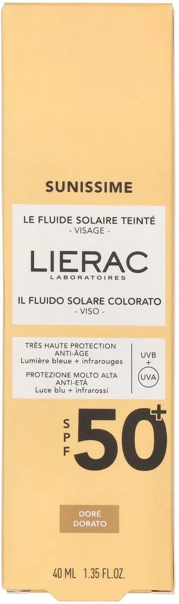 Lierac Sunissime Le Fluide Solaire Tinté Visage SPF50+ 40ml - Gouden