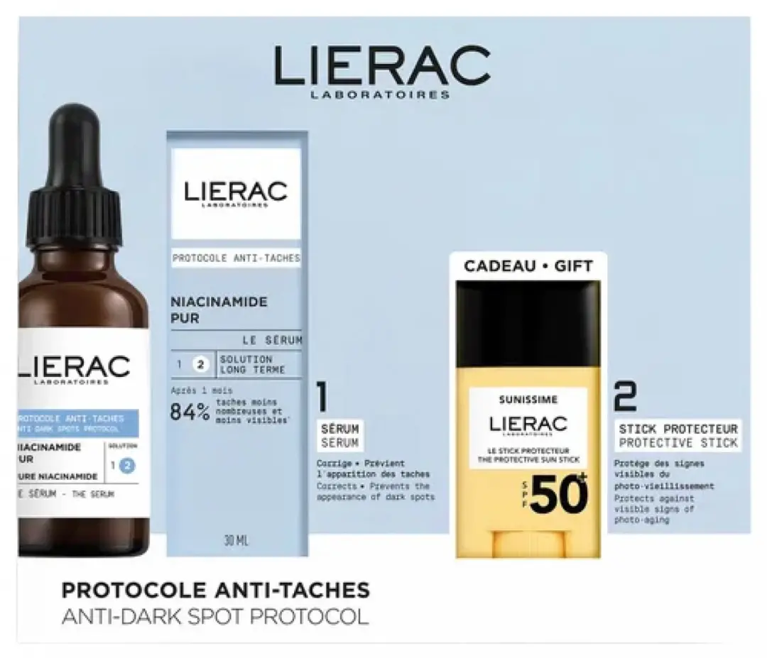 Lierac Protocole Sérum Anti-Taches Niacinamide 30ml + Sunissime SPF50+ Stick 10
