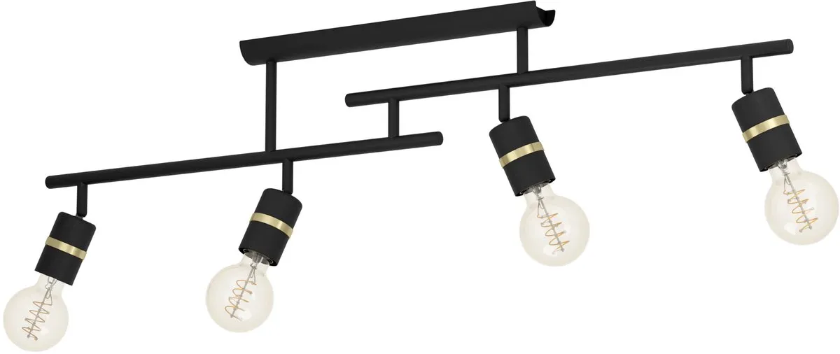 Eglo Lurone Plafondlamp E27 - 100cm Zwart/Goud