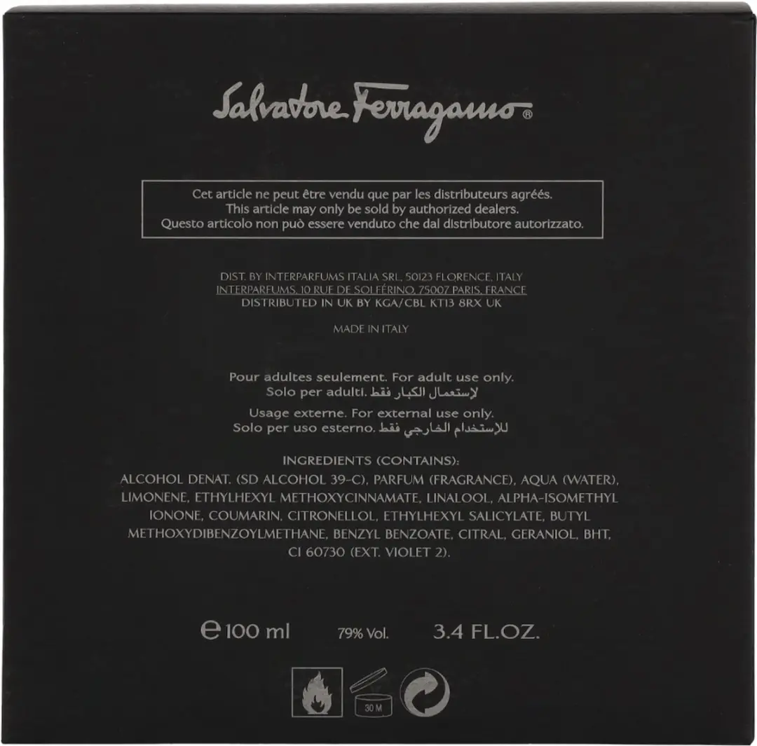Salvatore Ferragamo F Black Pour Homme Eau de Toilette 100ml