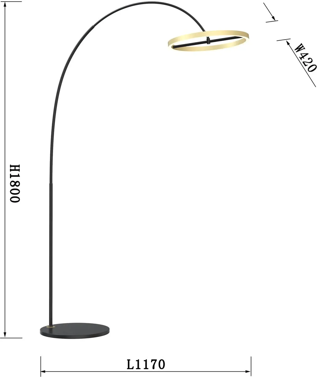 Eglo Brest LED Vloerlamp 180cm - Zwart/Goud - Dimbaar