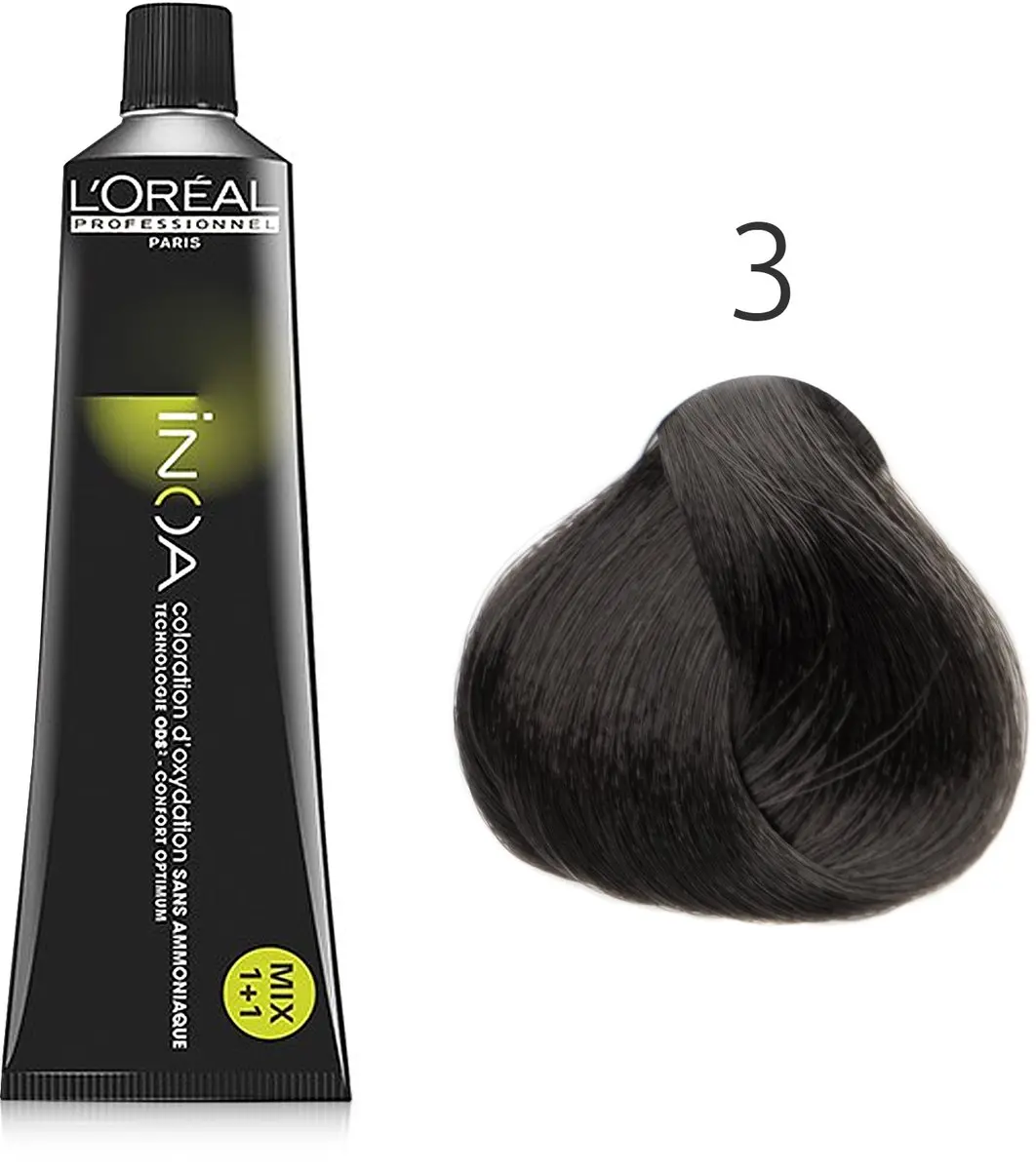 L'Oréal Professionnel iNOA 3 60G Haarkleurcrème 150ml - Zwart
