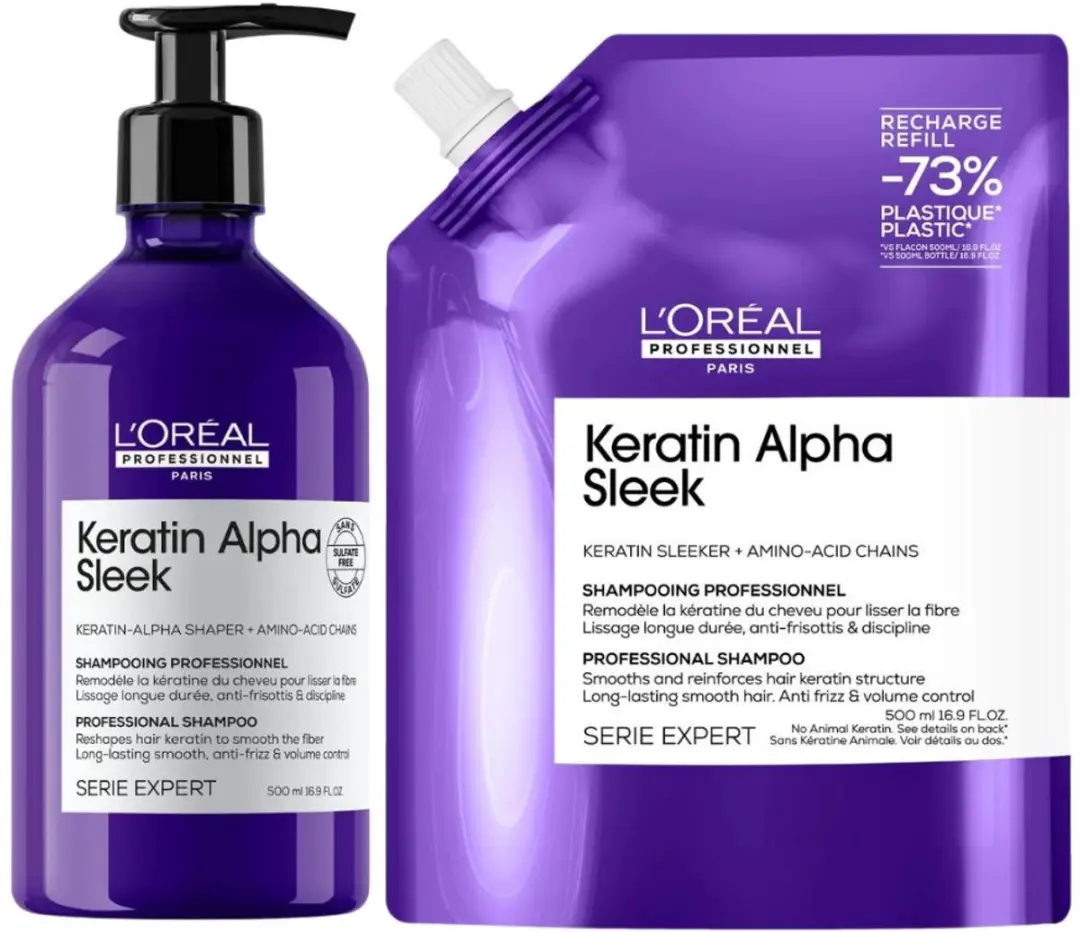 L'Oréal Professionnel Keratin Alpha Sleek Shampoo Refill Set 2x500ml