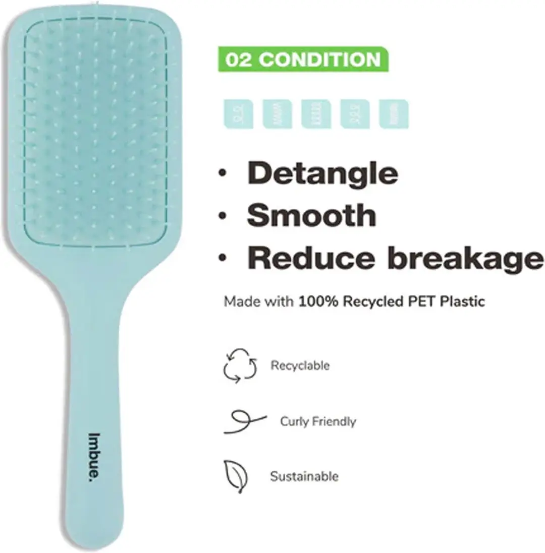Imbue Detangling Paddle Brush - Blauw