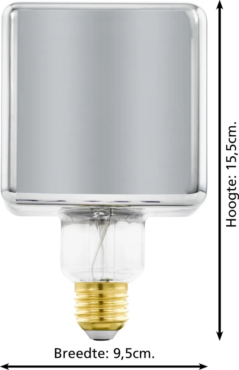 Eglo LED Lamp E27 4W - Zwart Transparant Rookglas - 1700K - afbeelding 6 van 6
