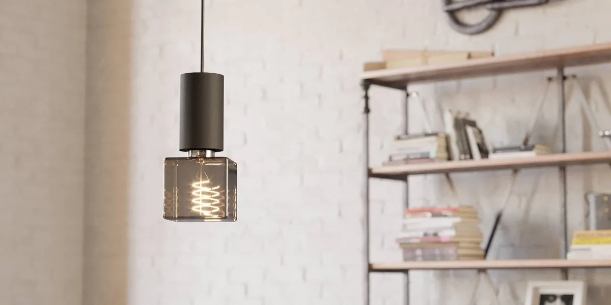 Eglo LED Lamp E27 4W - Zwart Transparant Rookglas - 1700K