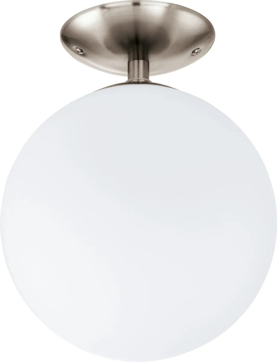 Eglo Rondo Plafondlamp 1 Licht Ø25cm - Nikkel-Mat - Wit/Grijs