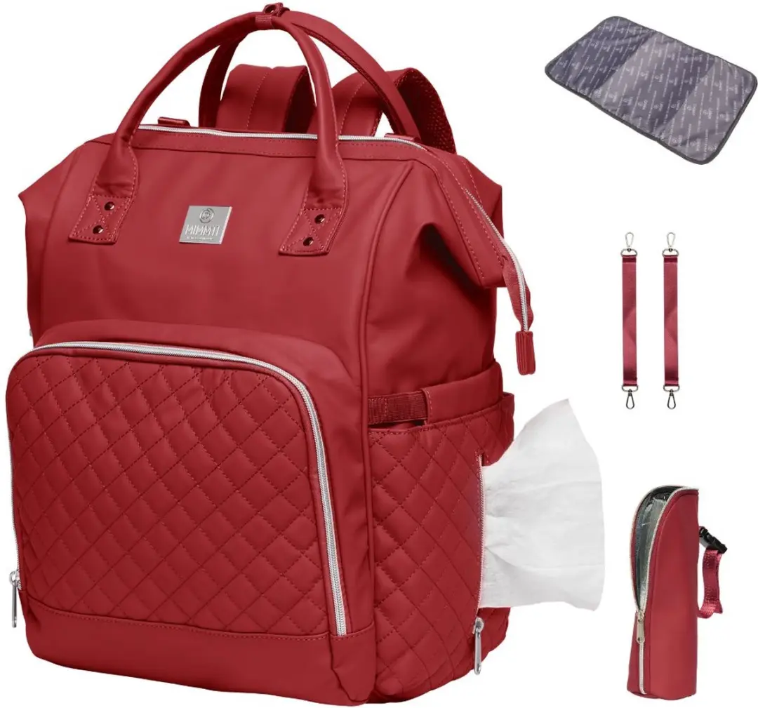 Mimmti Leren Luiertas Rugzak 2.0 Cherry
