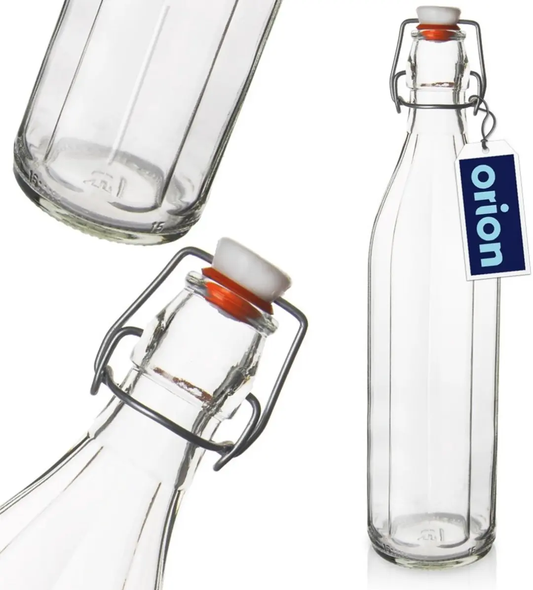 Orion Retro Glazen Fles 1L - Transparant