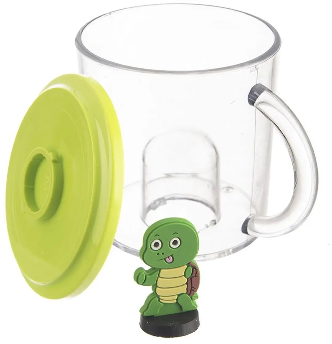 Orion Kindermok Schildpadfiguur 240ml - BPA-vrij - Transparant/ Groen - afbeelding 6 van 6