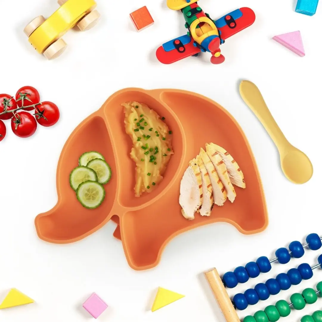 Orion Kindertaler met zuignap - Oranje Silicone