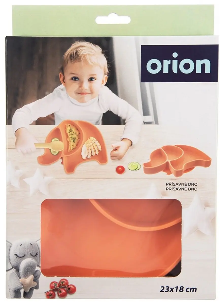 Orion Kindertaler met zuignap - Oranje Silicone