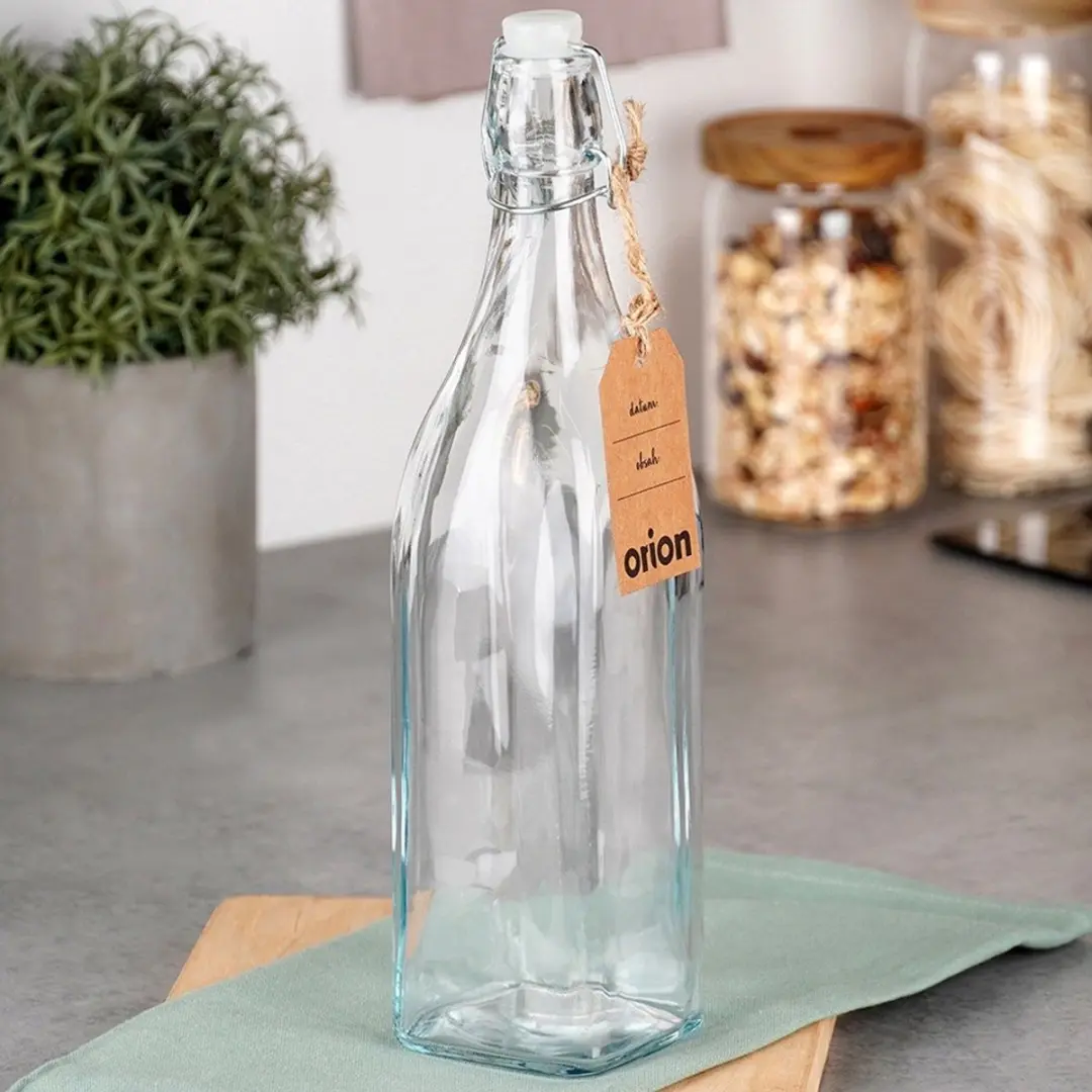 Orion Retro Glazen Fles 1L - Transparant