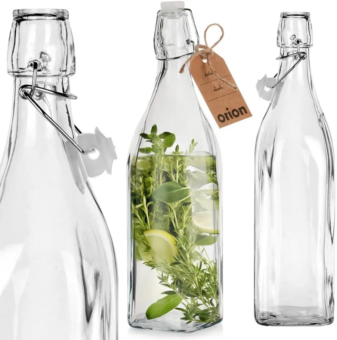 Orion Retro Glazen Fles 1L - Transparant