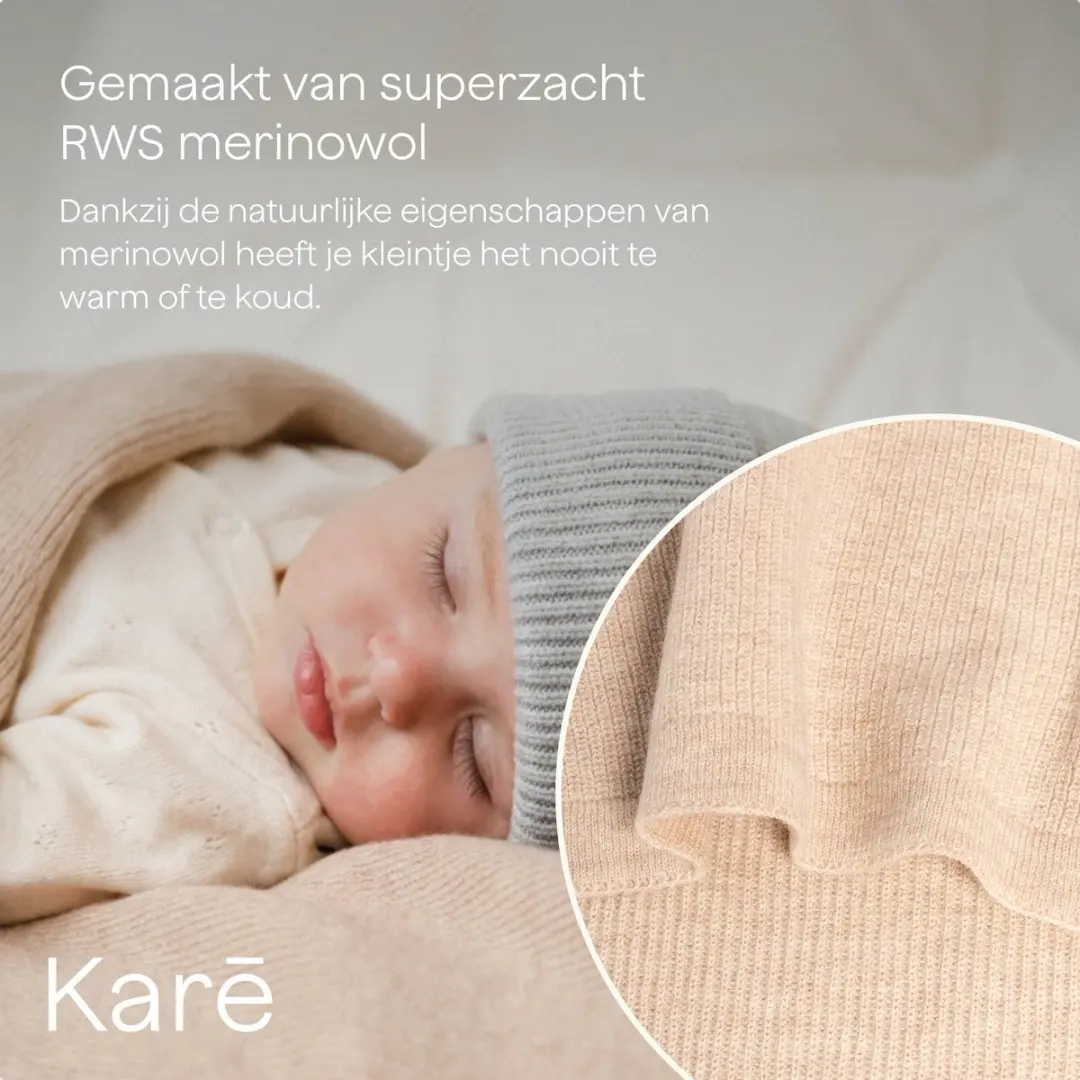 Kare Baby Deken Merino Wol Beige 100x140cm